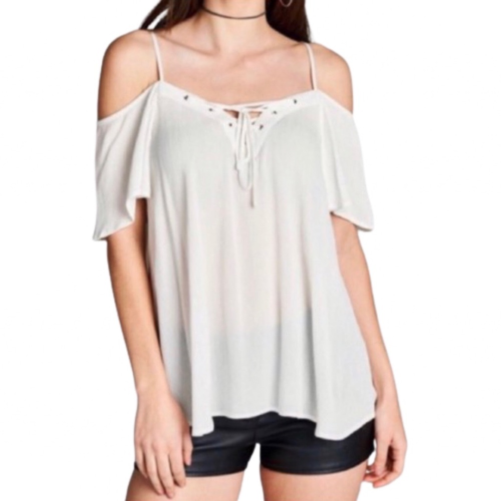 White Lace Up Tank